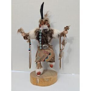 Handcrafted Native American Style Deer Dancer Kachina Doll Signed V. Chiquito